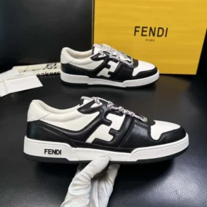 Fendi Unisex Match Black and White Leather Low-tops 8E8943AY