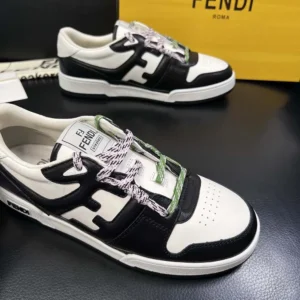 Fendi Unisex Match Black and White Leather Low-tops 8E8943AY