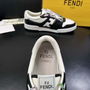 Fendi Unisex Match Black and White Leather Low-tops 8E8943AY