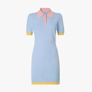 Fendi Women Blue FF Cotton and Silk Dress FZDE35AW