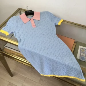 Fendi Women Blue FF Cotton and Silk Dress FZDE35AW