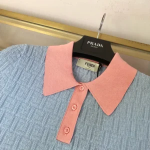 Fendi Women Blue FF Cotton and Silk Dress FZDE35AW