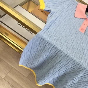 Fendi Women Blue FF Cotton and Silk Dress FZDE35AW