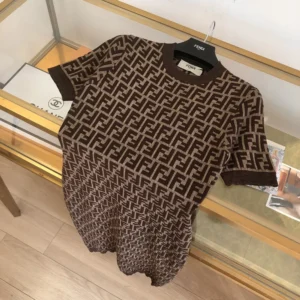 Fendi Women Brown FF Cotton Dress FZDD54ASJTF0GGE