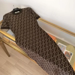 Fendi Women Brown FF Cotton Dress FZDD54ASJTF0GGE