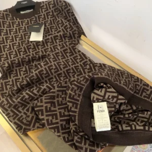 Fendi Women Brown FF Cotton Dress FZDD54ASJTF0GGE