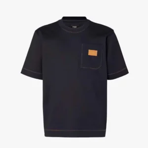 Fendi Women Dark Blue Cotton T-shirt FY0936B05IF0QG0
