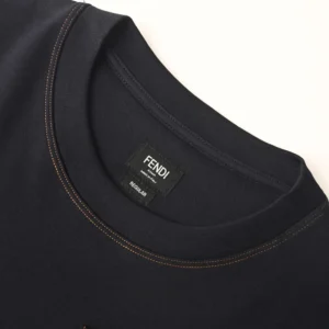 Fendi Women Dark Blue Cotton T-shirt FY0936B05IF0QG0