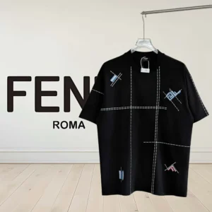 Fendi Women Dark Blue Cotton T-shirt FY0936B05OF0PTH
