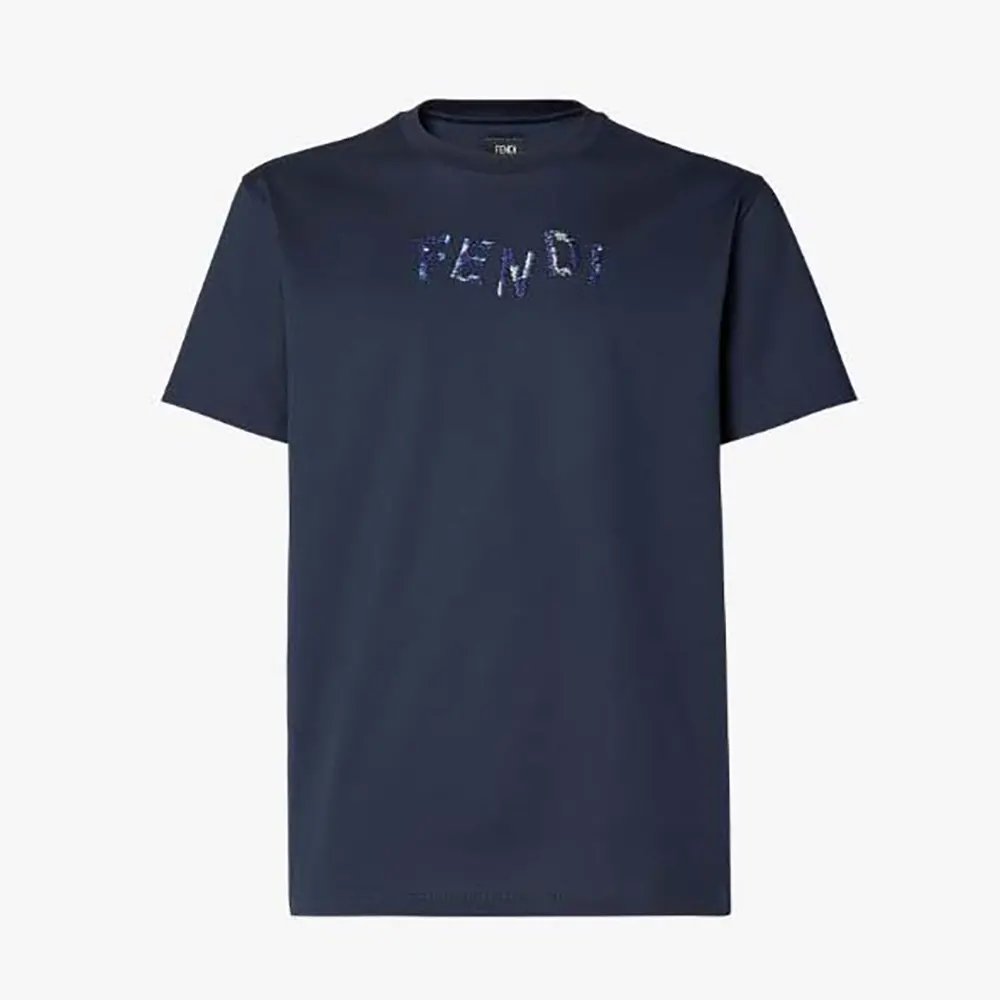 Fendi Women Dark Blue Cotton T-shirt FY1319AUOBF0PTH