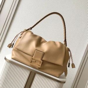 Fendi Women Mamma Baguette Large Cappuccino Nappa Leather Bag 8BR834AQ