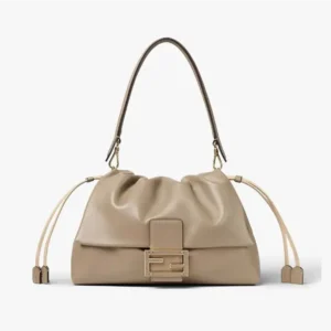 Fendi Women Mamma Baguette Large Dove Gray Nappa Leather Bag 8BR834AQ
