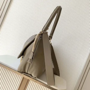 Fendi Women Mamma Baguette Large Dove Gray Nappa Leather Bag 8BR834AQ