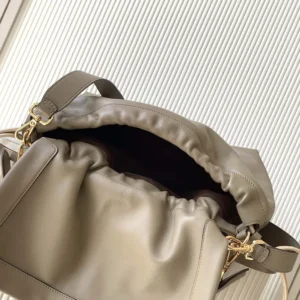 Fendi Women Mamma Baguette Large Dove Gray Nappa Leather Bag 8BR834AQ