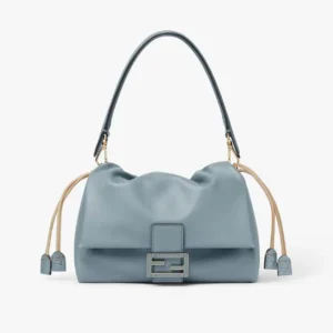 Fendi Women Mamma Baguette Medium Mercury Blue Nappa Leather Bag 8BR833AQ