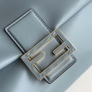 Fendi Women Mamma Baguette Medium Mercury Blue Nappa Leather Bag 8BR833AQ