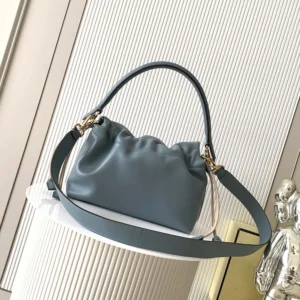 Fendi Women Mamma Baguette Medium Mercury Blue Nappa Leather Bag 8BR833AQ