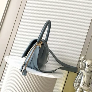 Fendi Women Mamma Baguette Medium Mercury Blue Nappa Leather Bag 8BR833AQ
