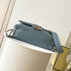 Fendi Women Mamma Baguette Medium Mercury Blue Nappa Leather Bag 8BR833AQ