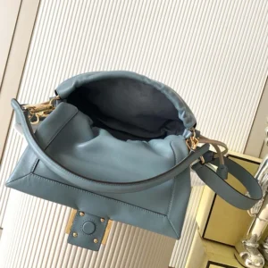 Fendi Women Mamma Baguette Medium Mercury Blue Nappa Leather Bag 8BR833AQ