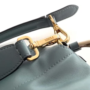 Fendi Women Mamma Baguette Medium Mercury Blue Nappa Leather Bag 8BR833AQ