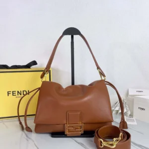 Fendi Women Mamma Baguette Medium Sienna Brown Nappa Leather Bag 8BR833AQ