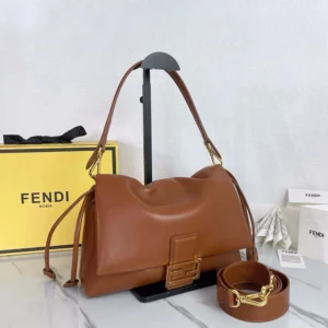 Fendi Women Mamma Baguette Medium Sienna Brown Nappa Leather Bag 8BR833AQ