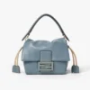 Fendi Women Mamma Baguette Small Mercury Blue Nappa Leather Mini-bag 8BS105AB