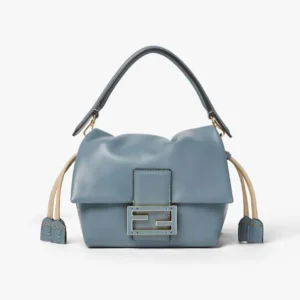 Fendi Women Mamma Baguette Small Mercury Blue Nappa Leather Mini-bag 8BS105AB