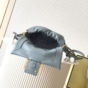 Fendi Women Mamma Baguette Small Mercury Blue Nappa Leather Mini-bag 8BS105AB
