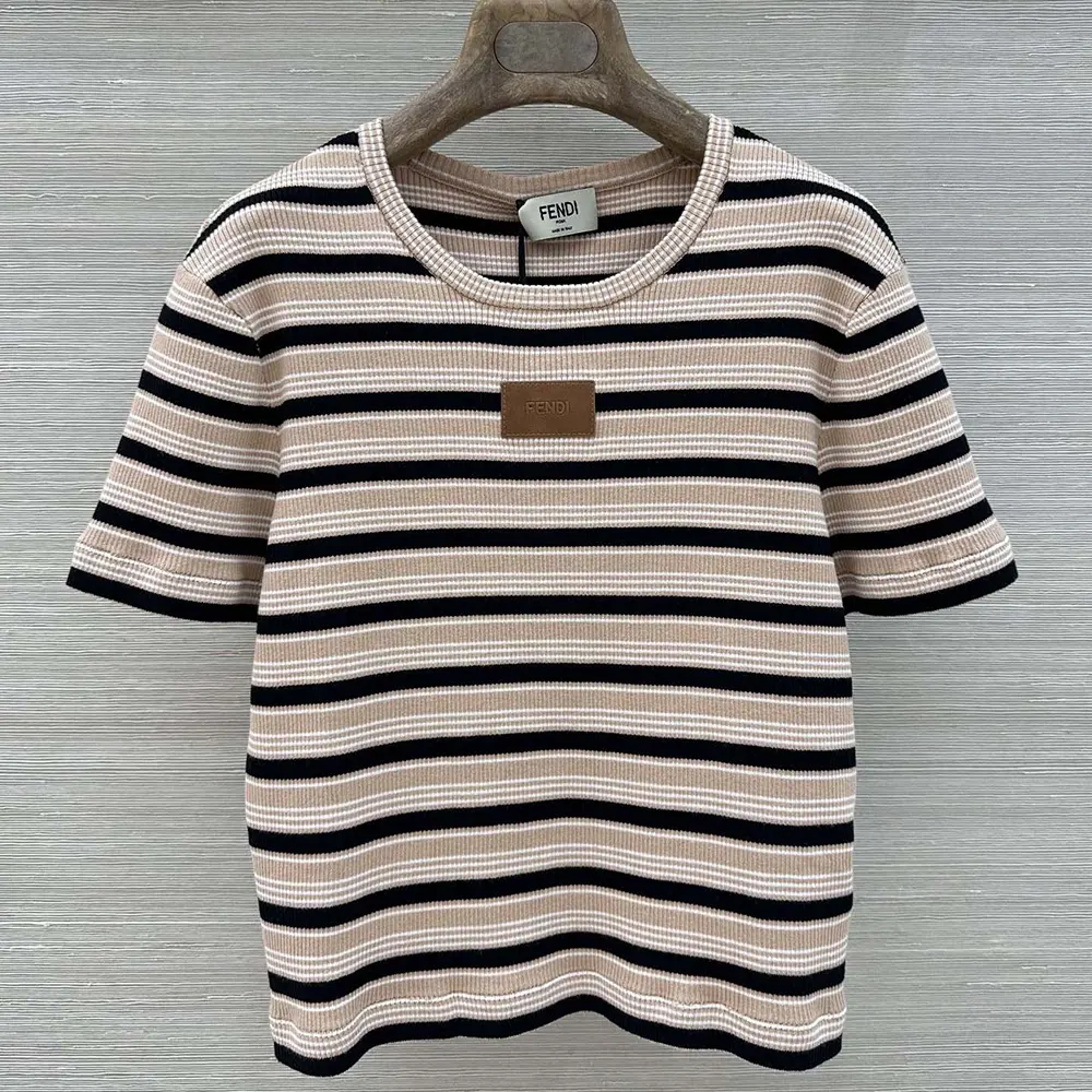 Fendi Women Top Multicolor Striped Cotton Jumper FS8110AW88 2 Fendi Women Top Multicolor Striped Cotton Jumper FS8110AW