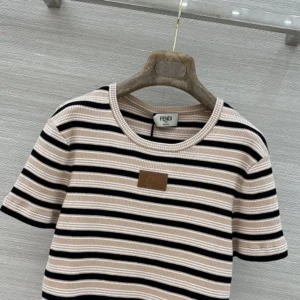 Fendi Women Top Multicolor Striped Cotton Jumper FS8110AW