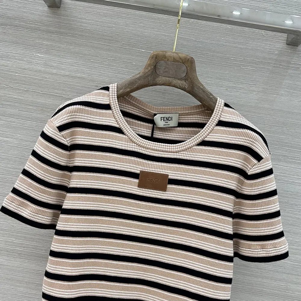 Fendi Women Top Multicolor Striped Cotton Jumper FS8110AW88 4 Fendi Women Top Multicolor Striped Cotton Jumper FS8110AW