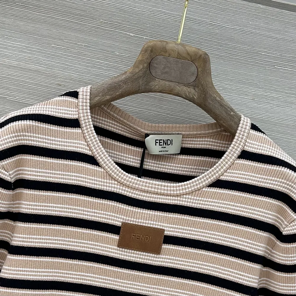 Fendi Women Top Multicolor Striped Cotton Jumper FS8110AW88 5 Fendi Women Top Multicolor Striped Cotton Jumper FS8110AW88 - Image 5