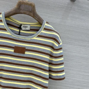 Fendi Women Top Multicolor Striped Cotton Jumper FS8110AW88