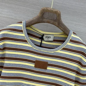Fendi Women Top Multicolor Striped Cotton Jumper FS8110AW88