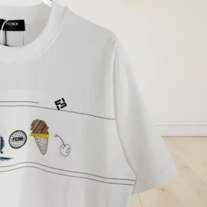 Fendi Women White Cotton T-shirt FY0936B05NF0H0G