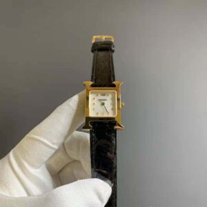 Hermes Women Heure H Watch Mini Model Quartz Movement 21 mm in Rose Gold-Black