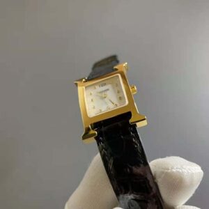 Hermes Women Heure H Watch Mini Model Quartz Movement 21 mm in Rose Gold-Black