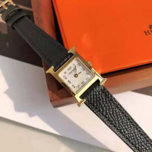 Hermes Women Heure H Watch Small Model Quartz Movement 25 mm in Steel-Black