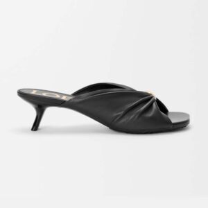 Loewe Women Pebble Soft Slide in Nappa Lambskin-Black