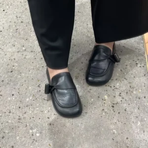 Loewe Women Toggle Loafer in Shiny Smooth Calfskin-Black L815290X20
