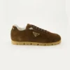 Prada Unisex Trail Brown Suede Lace up Logo Low top Sneaker