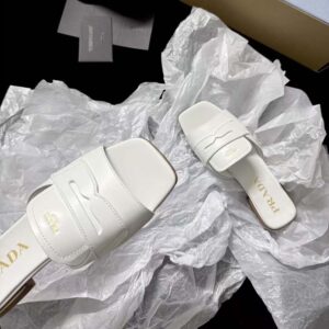 Prada Women Leather Sandals-Chalk White 1XX781248F0K74