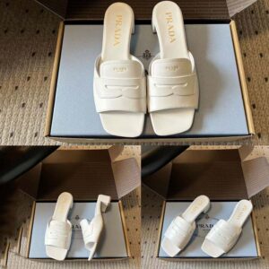 Prada Women Leather Sandals-Chalk White 1XX781248F0K74