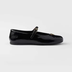 Prada Women Naplak Patent Leather Ballerinas-Black 1F793N