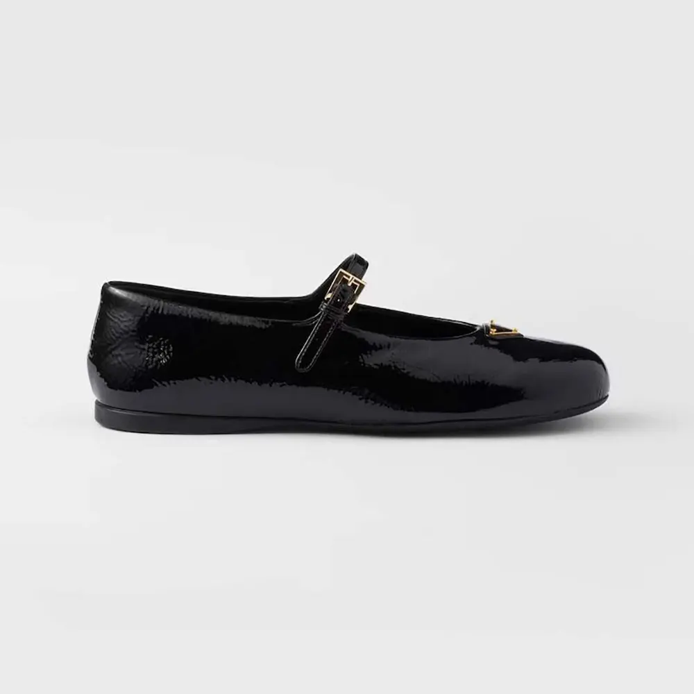 Prada Women Naplak Patent Leather Ballerinas-Black 1F793N