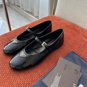 Prada Women Naplak Patent Leather Ballerinas-Black 1F793N
