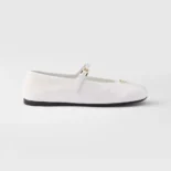 Prada Women Naplak Patent Leather Ballerinas-White 1F793N