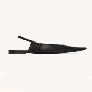 Saint Laurent YSL Women Anne Marie Slingback Flats in Smooth Leather-844421AA
